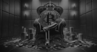 Graphic showing a luxurious throne room with a Bitcoin symbol on a royal crown placed on a throne. The title reads 'How MicroStrategy is building the Bitcoin empire?' surrounded by scattered Bitcoin coins. The logo 'TDMM' is displayed in the top right corner, and 'tdmm.io' is listed in the bottom left corner